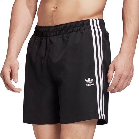 ADIDAS ORIGINALS 3-Stripes Swim Trunks Black - Picture 3 of 16